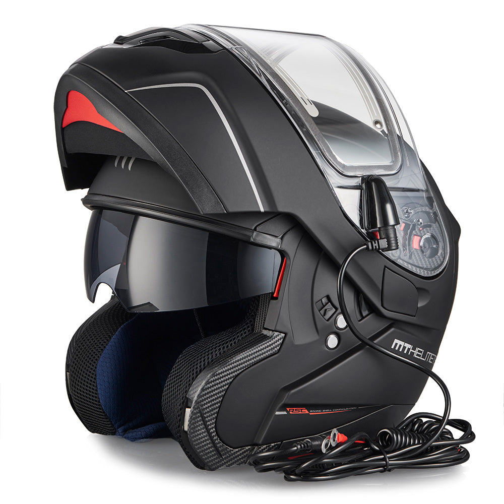 MT Atom Öppningsbar skoterhjälm med Elvisir Mattsvart