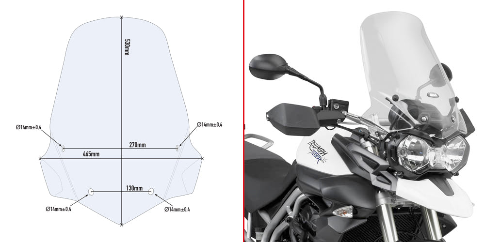 Givi Specific screen, transpar 53 x 46,5 cm (H x W) Tiger800