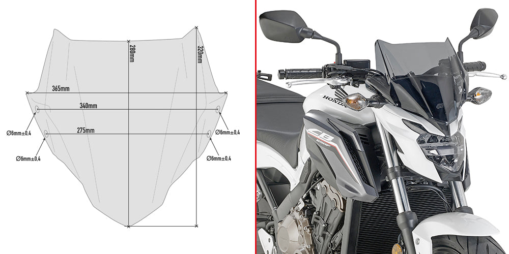 Givi Vindruta rök 28x36,5 CB650 17-