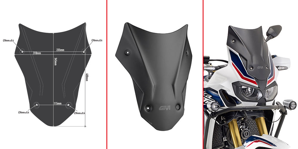 Givi Vindruta, låg, svart 40x31 cm (h x b) CRF1000L Africa Twin