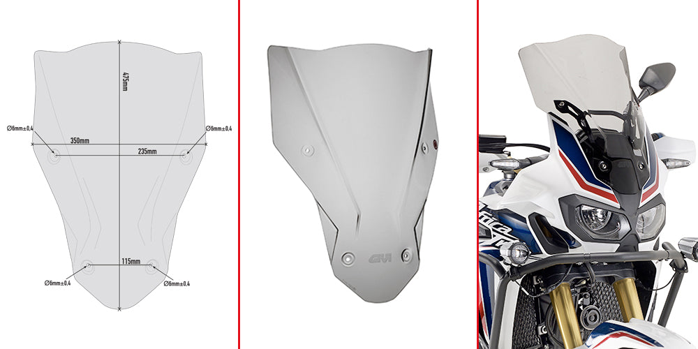 Givi Vindruta, smoke 47,5 x 35 cm (h x b) CRF1000L Africa Twin (16)