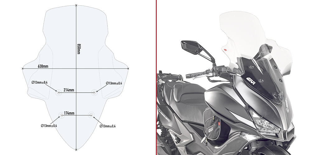 Givi Specific screen, transparent 85,5 x 66 cm (h x w) Xciting 400i (13-15)