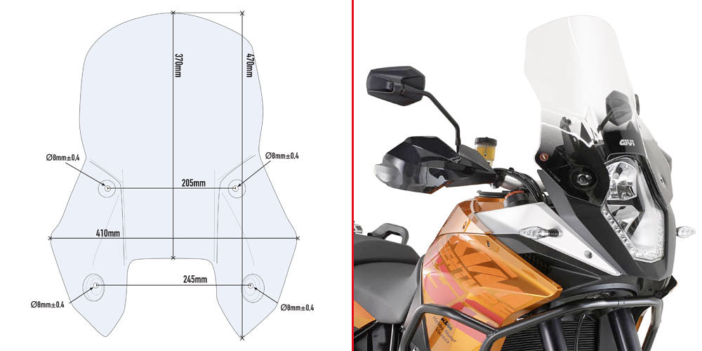 Givi Specific screen transparent 37 x 41 cm 1190 Adventure