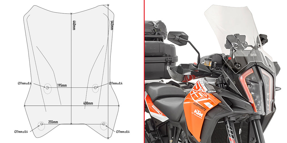 Givi Vindruta 44 x 41 cm 1290 Adventure