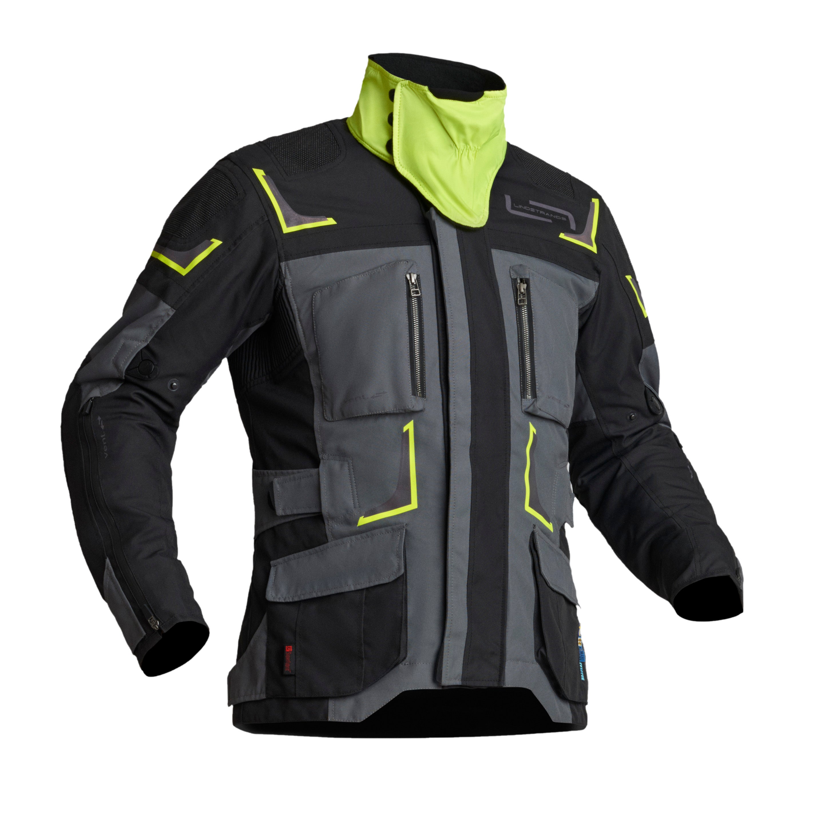 Lindstrands Textiljacka Myrvik Grå/Svart/Gul