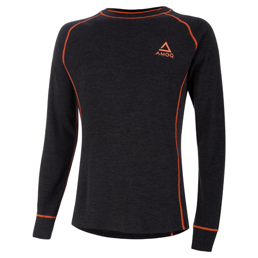 Amoq 100% Merino Underställ Tröja Grå/Orange