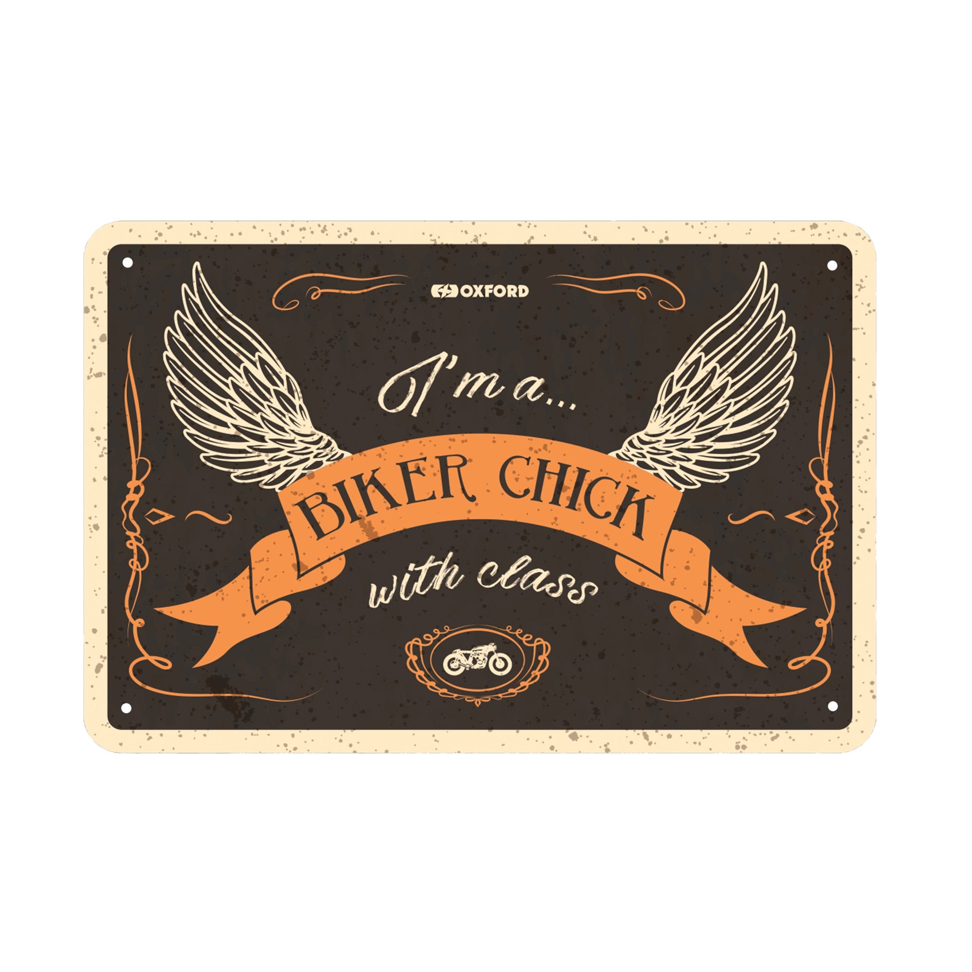 Oxford Skylt i plåt - BIKER CHICK WITH CLASS