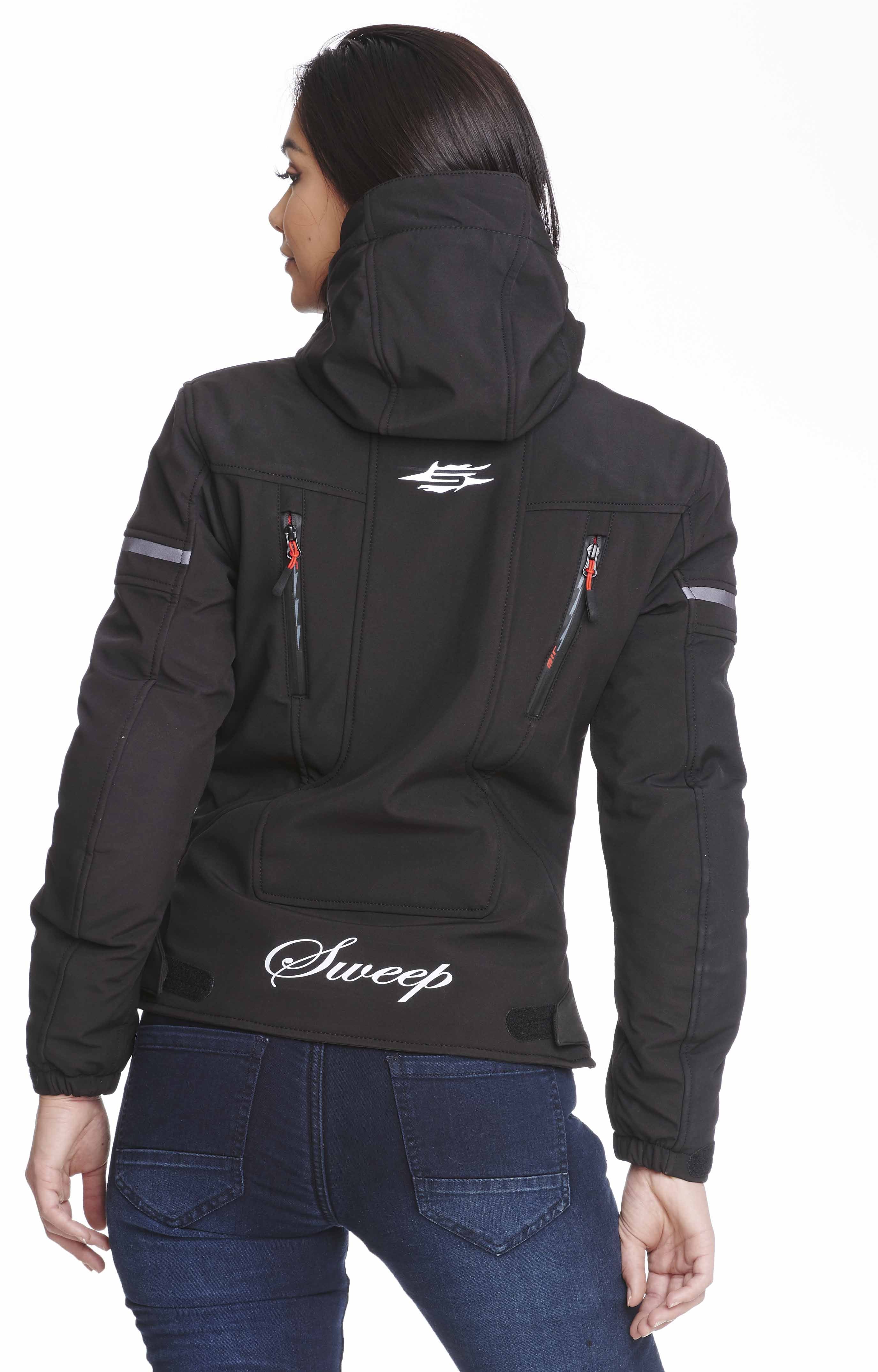 Sweep Flawless dam mc softshell jacka, svart/röd