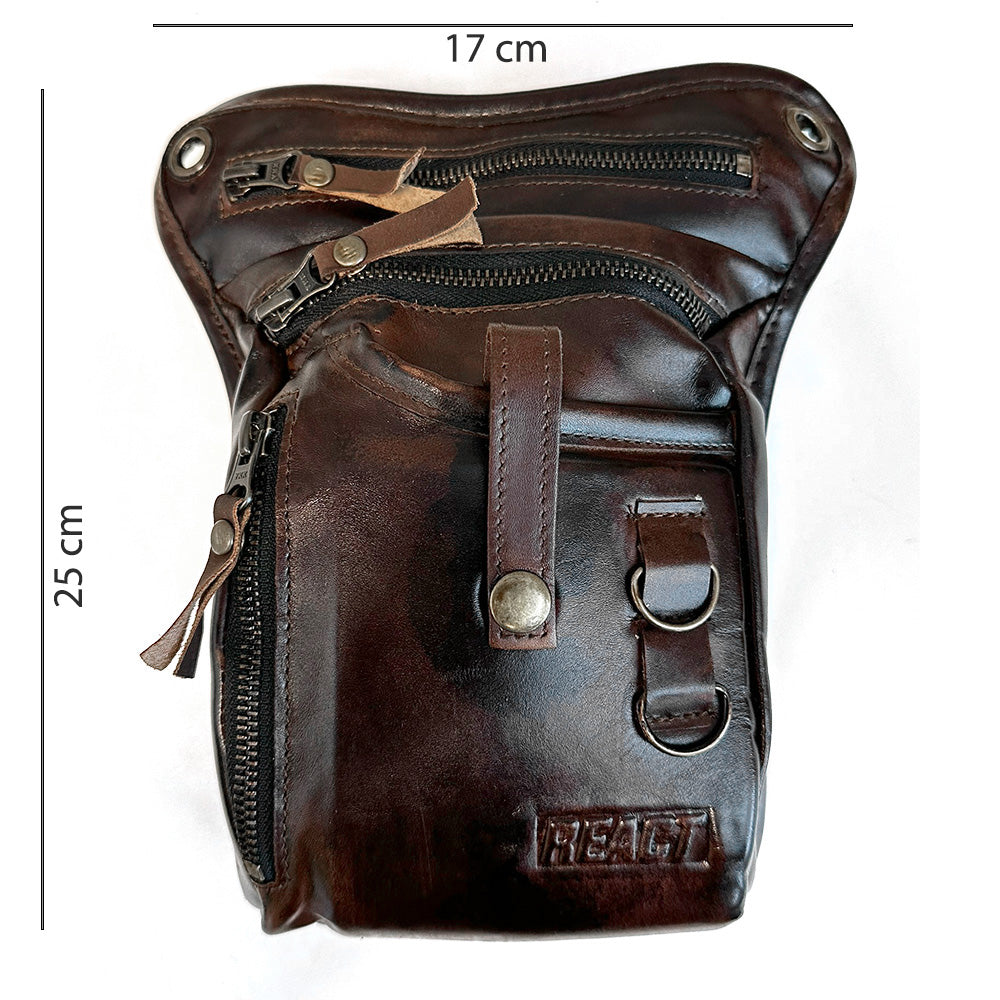 React Lårväska Skinn Vintage Dark Brown - Benväska