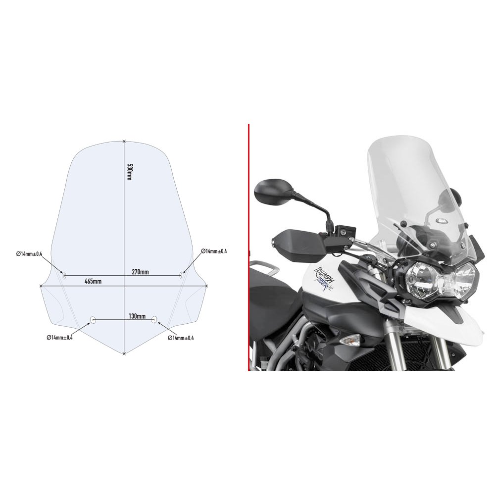 Givi Specific screen, transpar 53 x 46,5 cm (H x W) Tiger800