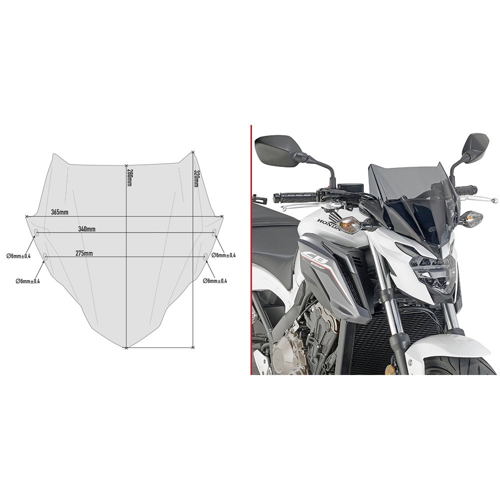 Givi Vindruta rök 28x36,5 CB650 17-