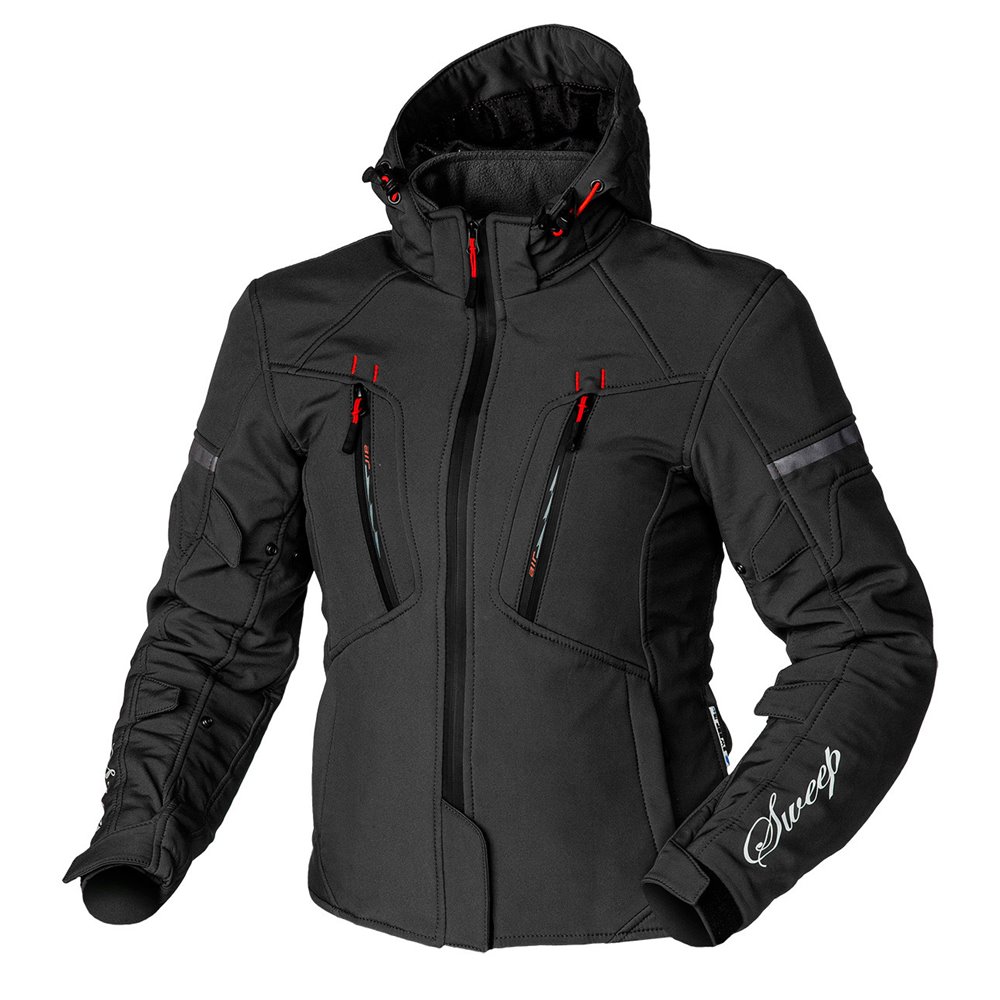 Sweep Flawless dam mc softshell jacka, svart/röd, 32