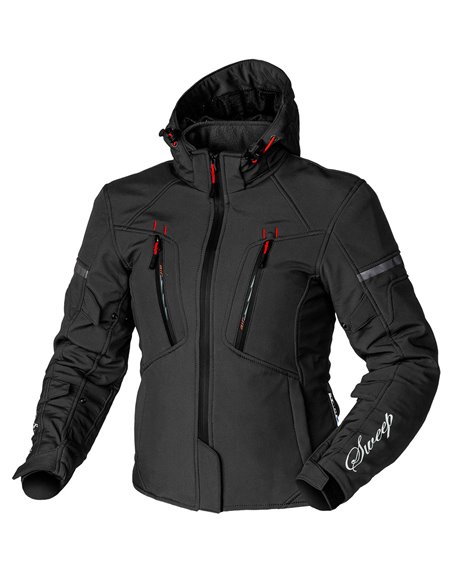 Sweep Flawless dam mc softshell jacka, svart/röd, 32