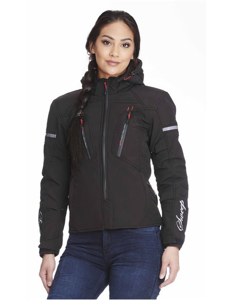 Sweep Flawless dam mc softshell jacka, svart/röd, 32