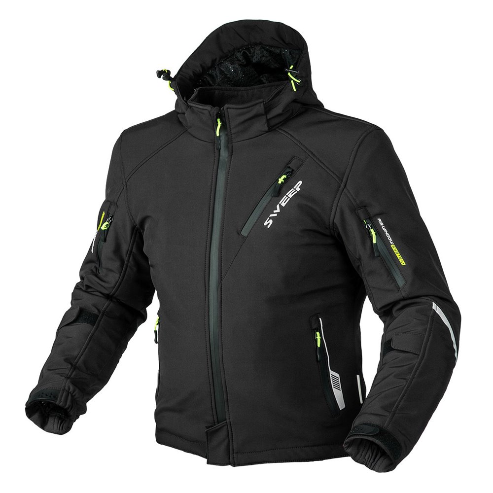 Sweep Breakout vattentät softshell mc jacka, svart/gul, 2XL