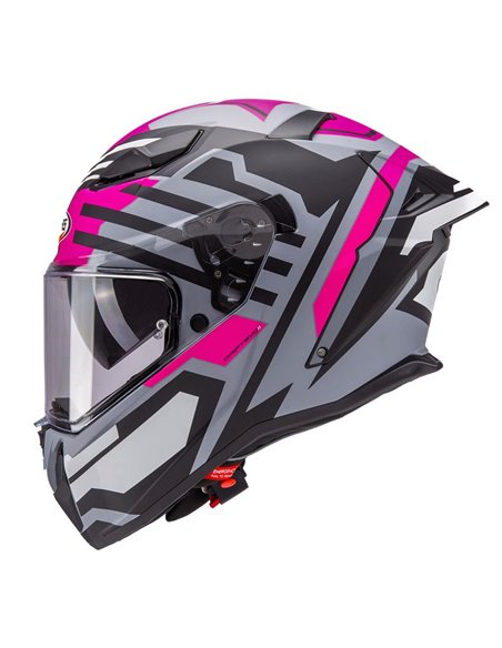 CABERG Mc Hjälm DRIFT EVO II Horizon Matt Grå/Svart/Rosa