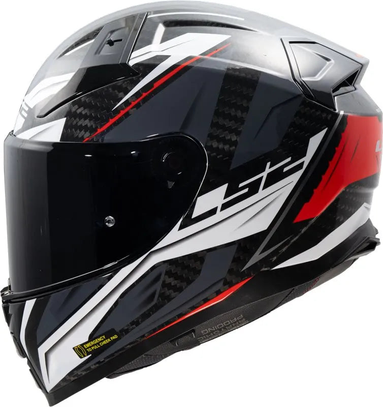 LS2 FF811 Vector II Carbon Savage Vit/Röd/Grå
