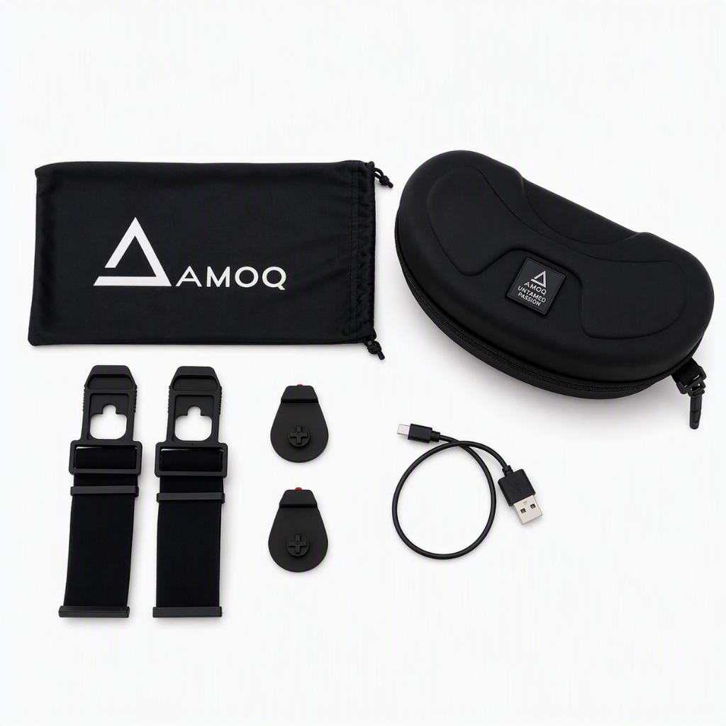 AMOQ Impulse eluppvärmda skoterglasögon med inbyggt batteri och gul lins