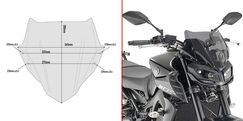 Givi Specific screen, smoked 28 x 36,5 cm MT-09 (17-18)