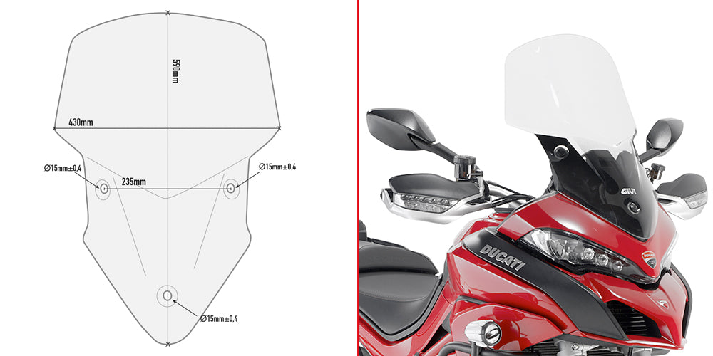 Givi Specific screen, transparent 59 x 43 cm (h x w) Multistrada 1200 (15)