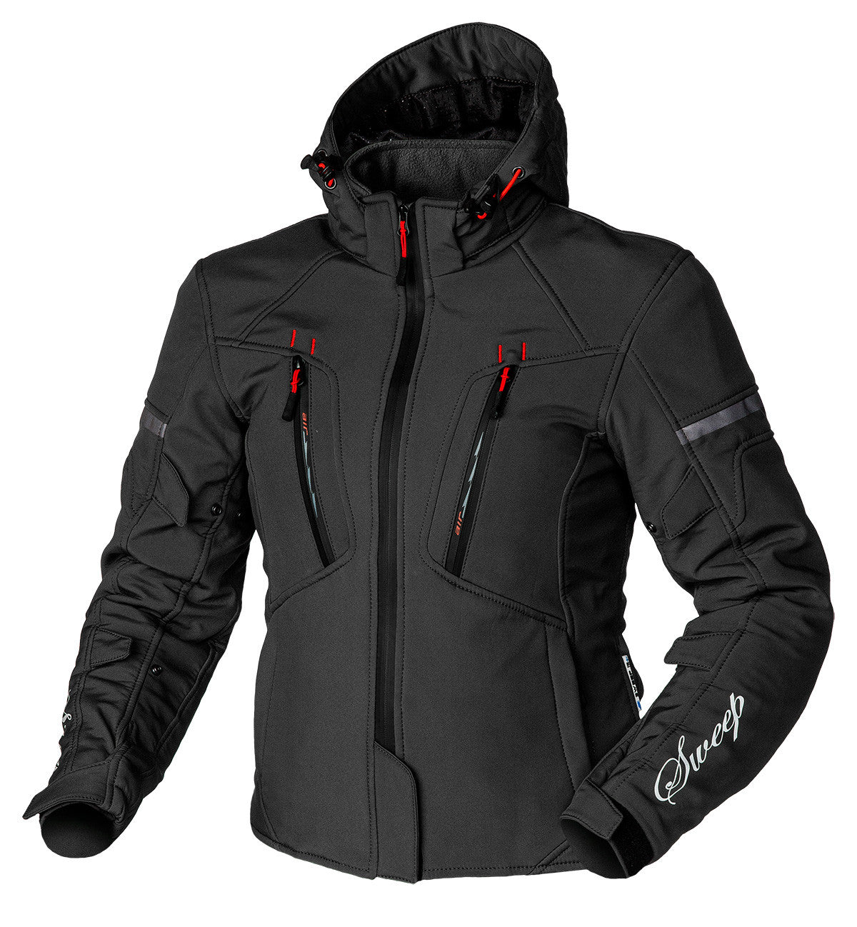 Sweep Flawless dam mc softshell jacka, svart/röd, 32