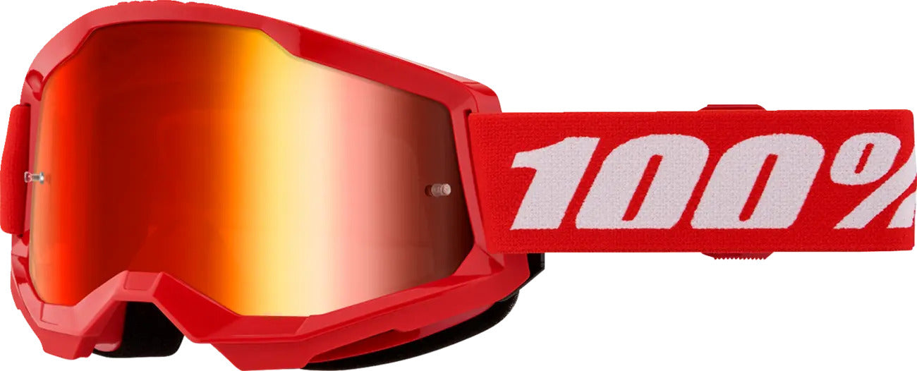 100% Strata 2 MX-Goggles – Red Mirror Lens, Anti-Fog, Tear-Off Ready